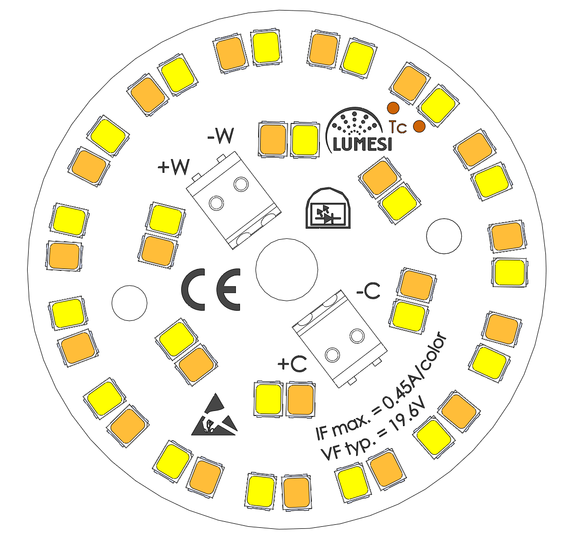 LED Platine Rund 50mm 3000/4000K, TW