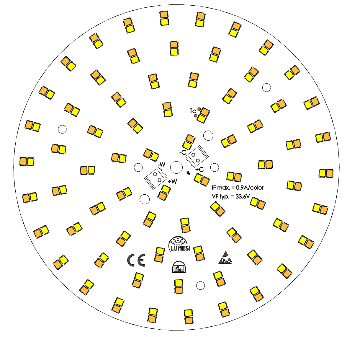 LED Platine Rund 134mm 3000/4000K, TW