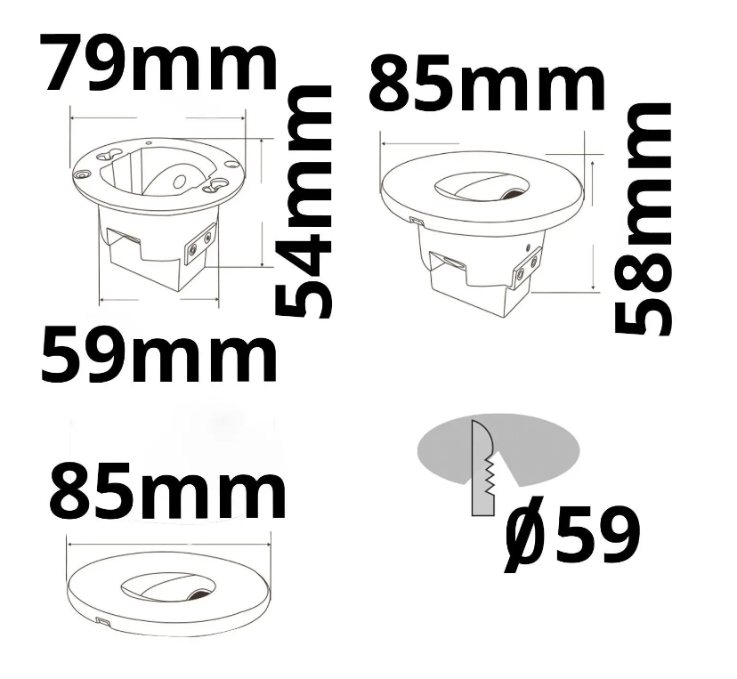 Cover Aluminium rund 1 schwarz für Sys-Wall68 – Bild 2